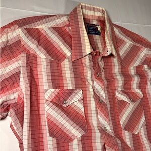 Wrangler Pro Rodeo 17.5 L Tapered Fit Plaid Western Shirt X-Long Tails Red